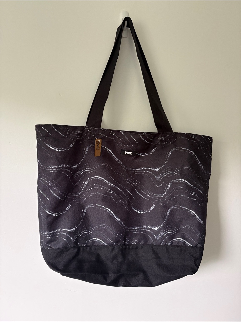 PINK Victoria's Secret Black Wave-Print Tote